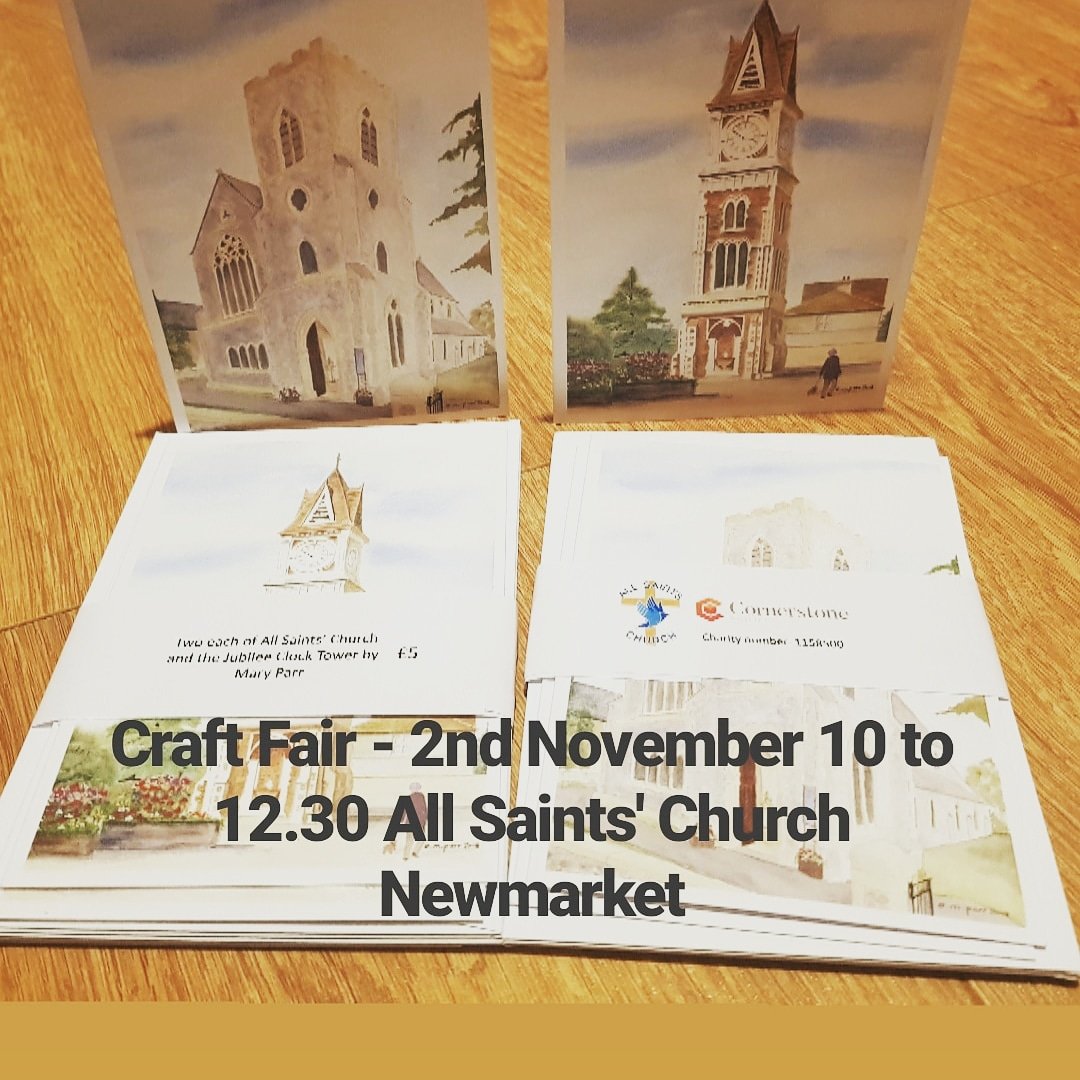 1 week to go to our craft fair in aid of the Cornerstine project, running alongside our usual Welcome Church drop in event. These beautiful notelets are from local artist Mary Parr who will be there with a number of her other paintings. #allsaintscornerstone #newmarketarts
