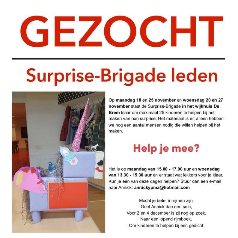 De Sint zoekt nog vrijwilligers voor zijn Surprisebrigade. Doe jij ook mee?