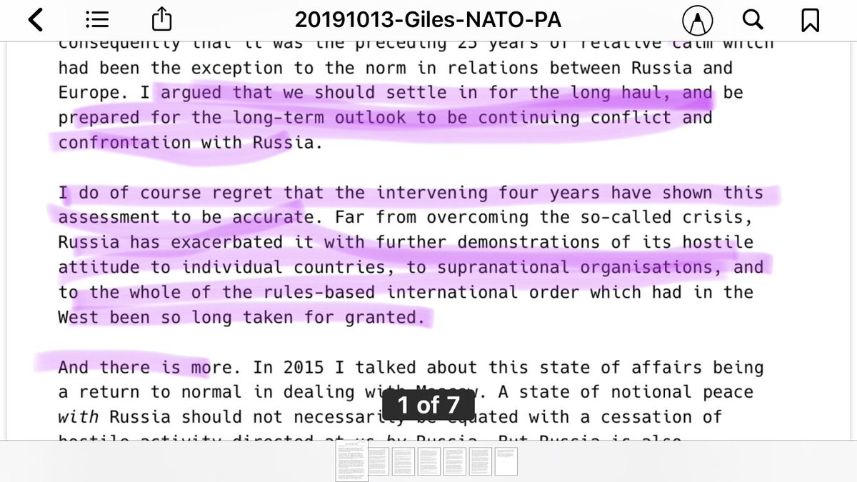 2/ THE LONG HAUL: The pretense of friendship between the West and Russia only occurs when Russia is in a state of weakness.The reality, he cautions, is we must settle in for the long haul of “continuing conflict and confrontation with Russia.”