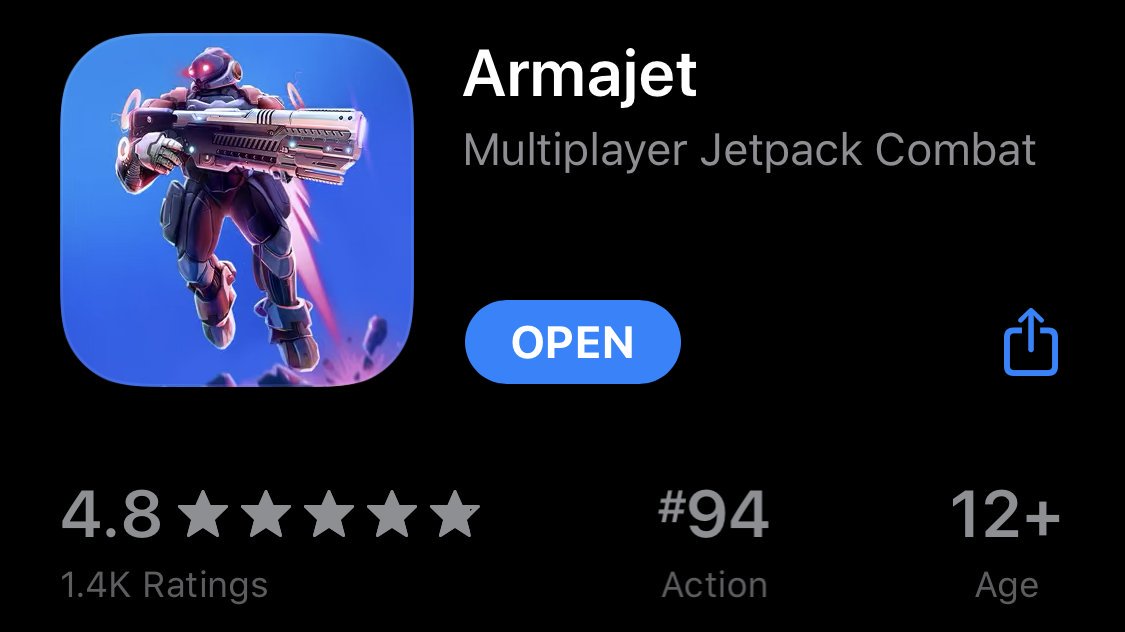 AlexKrivicich's tweet image. Top 100 in Action on the @appstore with 4.8 rating!  @Armajet @superbitmachine 🚀🙌 apps.apple.com/us/app/armajet…