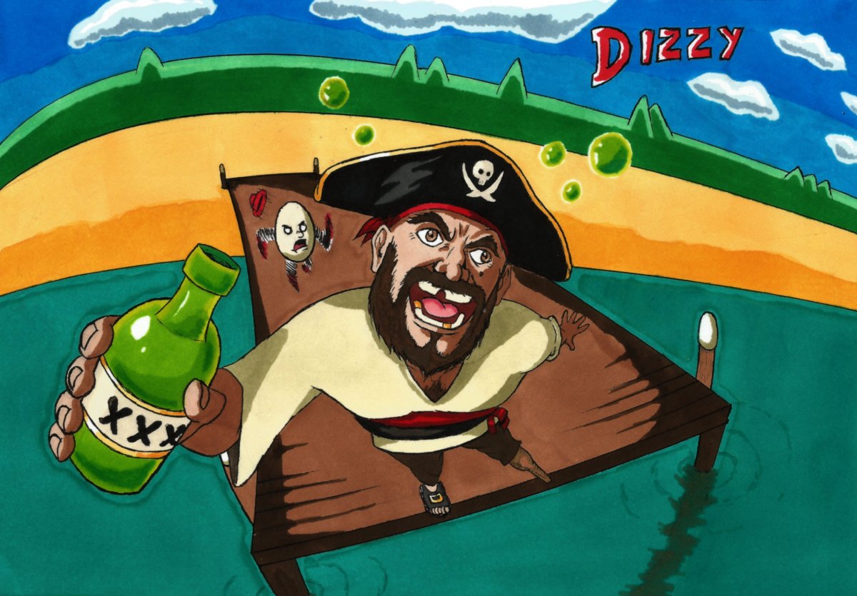 #inktoberday24 Day 24: Dizzy. Dizzy drunken groggy pirate + Dizzy egg. :p