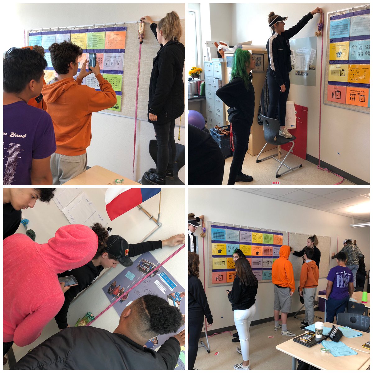 JKimBatraAISD's tweet photo. @CedarRidgeHigh Intro to concept of linear regression in Mrs. @aroverman ‘s Statistics class involves dropping Barbie dolls on rubber bands &amp; measuring the distance traveled to scatter plot the data points. #teachthewhy #studentcentered @RRISDCurriculum @EMathRRISD @nancy_ag2000 https://t.co/221aVvEgEa