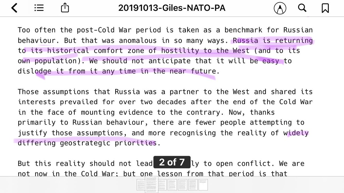 5/ REALITY BITES: “Assumptions that Russia was a partner to the West and shared its interests prevailed for over two decades after the end of the Cold War in the face of mounting evidence to the contrary.”Russia’s behavior makes it clear it has different geopolitical priorities