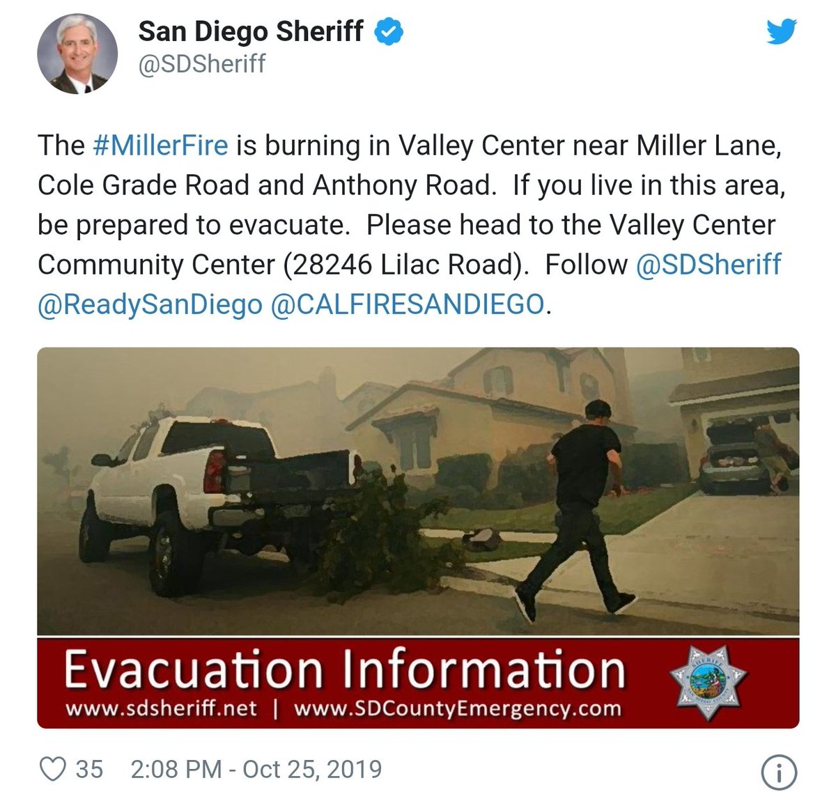 buell003's tweet image. Ramona #SawdayFire outbreak contained at 97 acres primarily by air assault. ⛔ New Valley Center #MillerFire in progress now! Evacuation Orders Issued ⛔ Relief center established at the Valley Center Community Center, 28246 Lilac Rd. cc: @brooklynmarie newsbreakapp.com/n/0NBdIaks?s=a…
