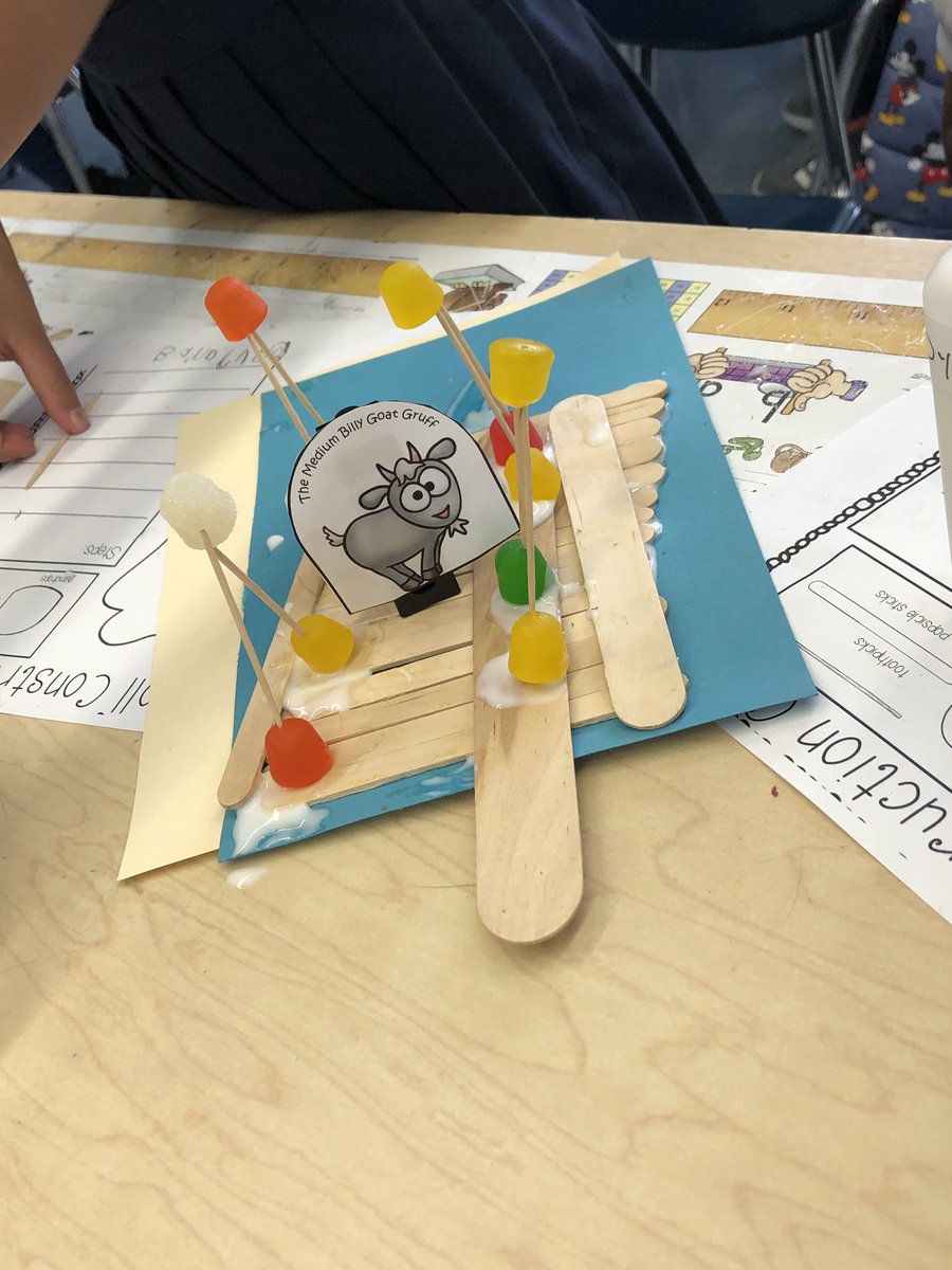 GuttieriJessica's tweet photo. We’ve been reading The Three Billy Goats Gruff in Kindergarten. Today students put on their hard hats and became engineers! They had to design and build a bridge for the billy goats to cross! #stem #steam #kindergarten #teamwork #design #build #test #evaluate #redesign #nycdoe https://t.co/wI4DNdsfoO