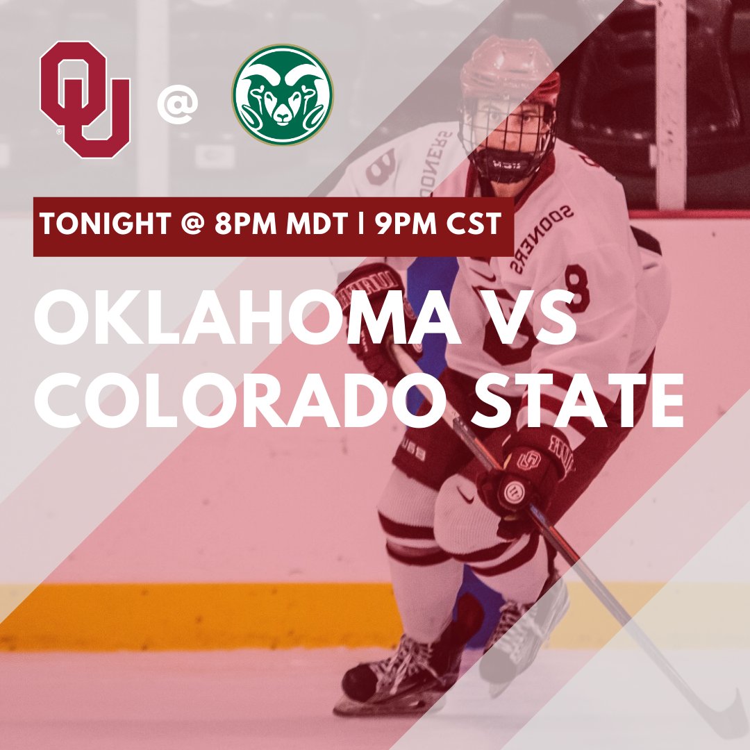 OUHockey's tweet photo. OKLAHOMA vs COLORADO STATE TONIGHT.
Puck drops at 8PM MDT/ 9PM CST!
Watch here:
https://t.co/N4QiUVvaAc
#ouhockey #ousports #oualumni #soonernation #coloradohockey #boomer #sooner https://t.co/NljPs633YZ