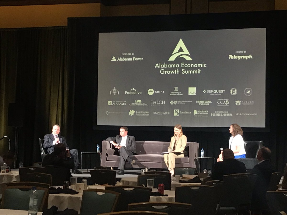 _SeanRoss's tweet photo. Final panel of 2019 @algrowthsummit underway, this one on rural economic growth: Brenda Tuck, Rural Development Manager, @MadeinAL; Brian Hilson, Rural Development Strategist at EDPAA; and Caleb Goodwyn, Economic and Community Development Representative, @powersouth. https://t.co/D7AayrSUOE