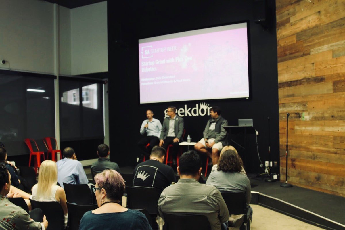 Wraps up an amazing week of <a href="/sastartupweek/">SA Startup Week</a>! 

Always an awesome opportunity to help kickoff <a href="/sastartupweek/">SA Startup Week</a> with a Startup Grind!

Thank you <a href="/PlusOneRobotics/">Plus One Robotics</a> and <a href="/economysizegeek/">Dirk Elmendorf</a> for joining!