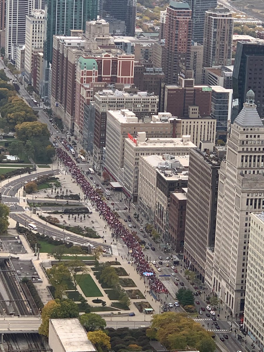 That’s a four-block-long line marching slowly up Michigan Avenue rallying for Chicago teachers on strike