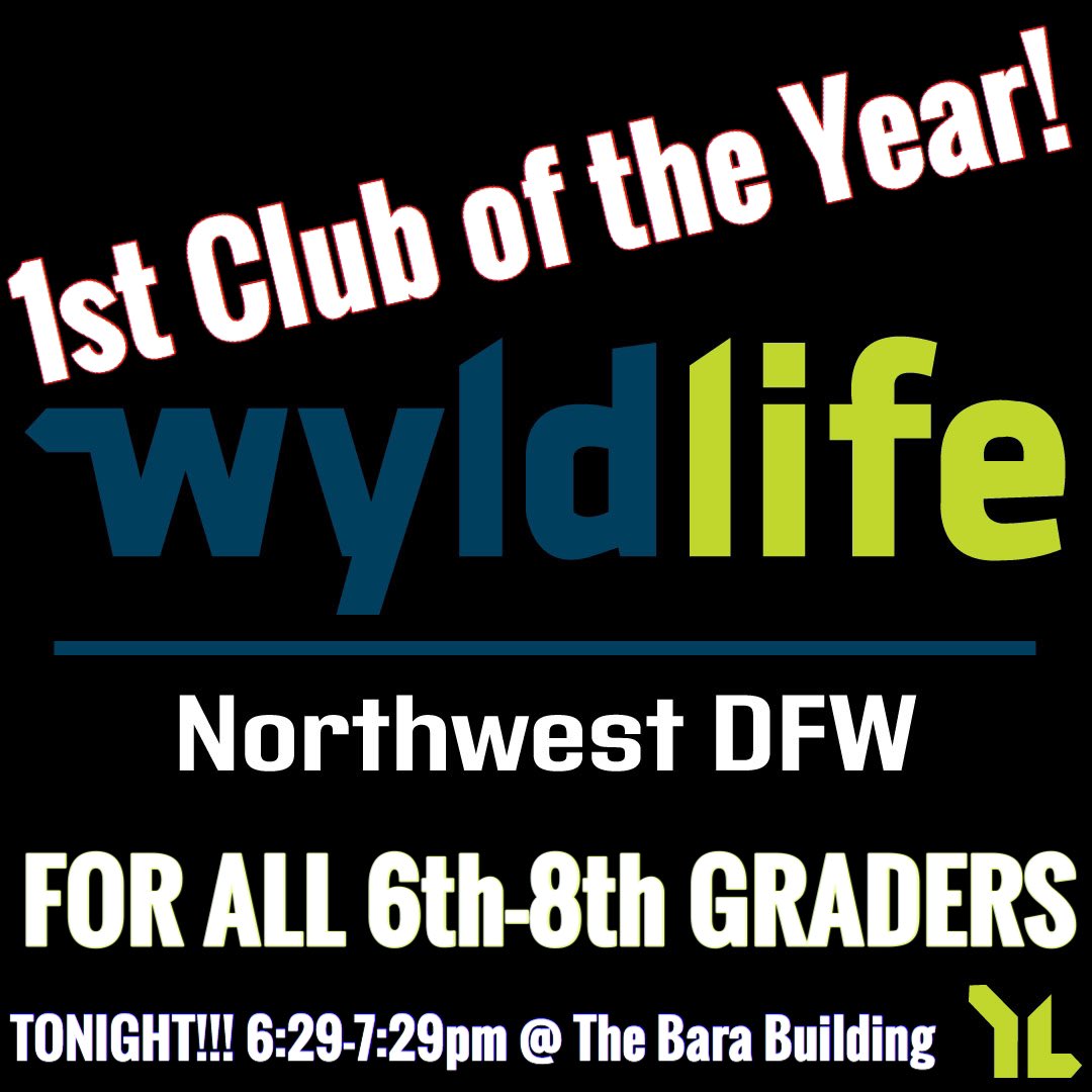 wyldlifenorthw1's tweet photo. TONIGHT’S THE NIGHT! WyldLife Club is going down! If you’re in grades 6th-8th, this is where you wanna be TONIGHT! It’s all FREE! Bring your friends and come have the best hour of your week! 

*The Bara Building is located between Tom Thumb and Starbucks in Trophy Club! https://t.co/1TNhdQztUQ