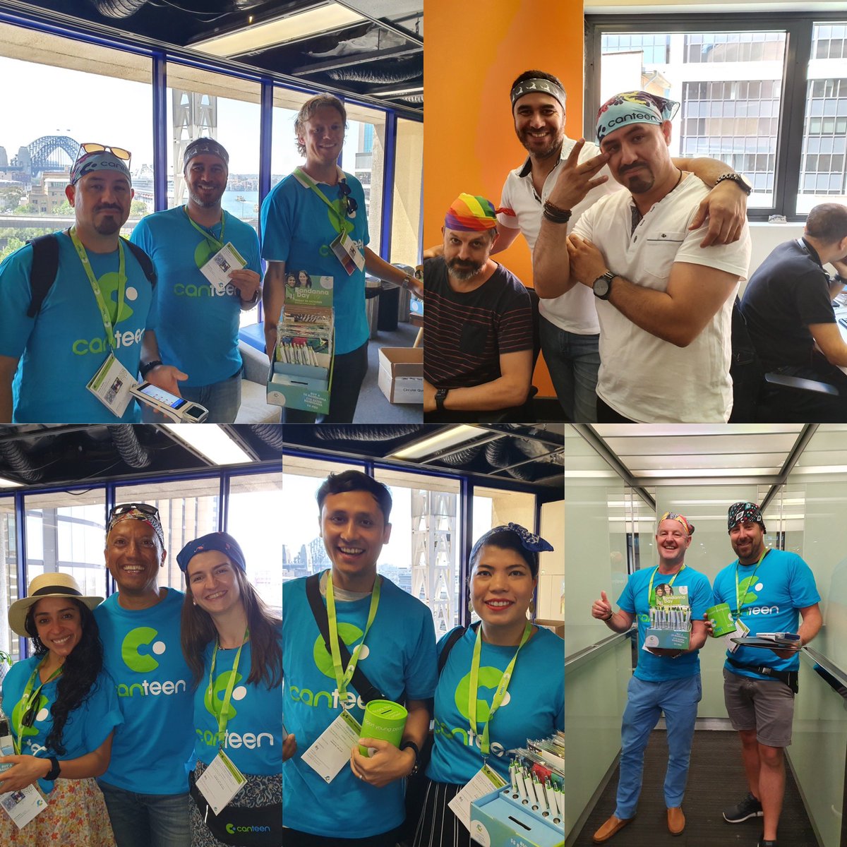 enablis_anz's tweet photo. Team #Enablis supporting @CanTeenAus #BandannaDay yesterday! We raised almost $1300 for this amazing NFP which supports children who have or are affected by cancer. Well done team, braving the 36C Sydney heat to hit the streets! 

#charity #canteen #cancer #csr #nfp  #donate https://t.co/DtE1m5oXhs