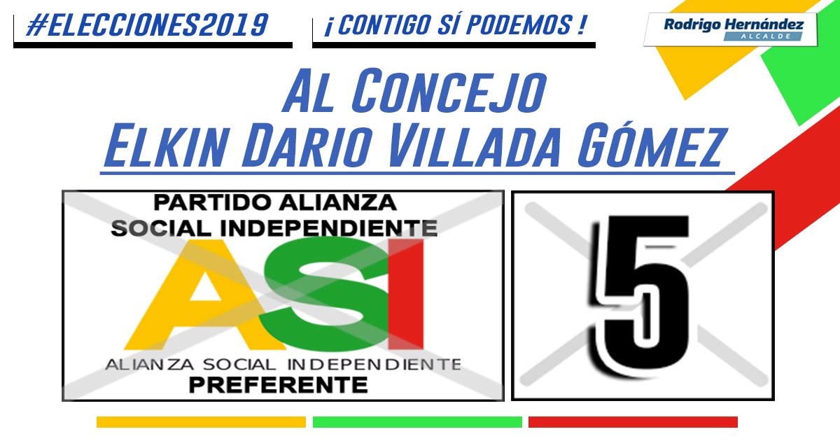 ElkinVillada's tweet photo. Juntos este domingo, por un mejor futuro. Vota al concejo. #ASI 5  #RodrigoHernandezAlcalde https://t.co/q9oncredDL