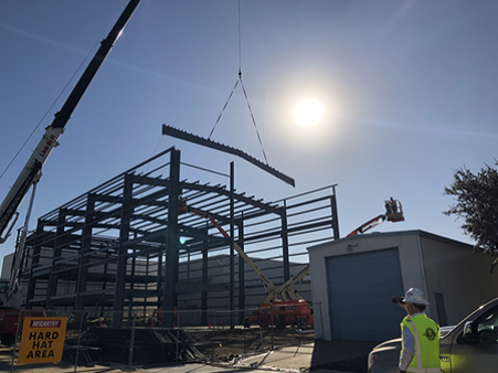 McCarthyBuild's tweet photo. We've placed the highest beam and have officially #ToppedOut on a new, state-of-the-art helicopter simulation training center for #Helisim and @AirbusHeli in Grand Prairie, TX. #McCarthyBuild https://t.co/9TBJeplFBB