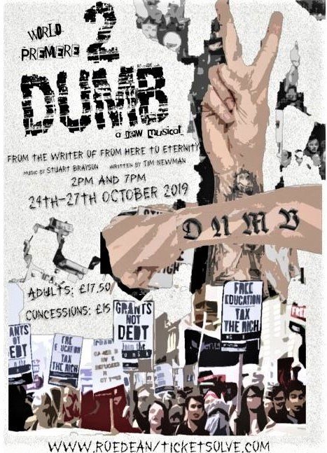 Elle_M_Davidson's tweet photo. Massive #Congratulations to the cast &amp; crew of #2Dumb 😍 At last, relevant new #musicaltheatre for our times! See it this weekend if you can! Well done @t1m_newman  @StuartJBrayson @dayle_hodge @Br1ghtonAcademy https://t.co/Xw48mM1BQu