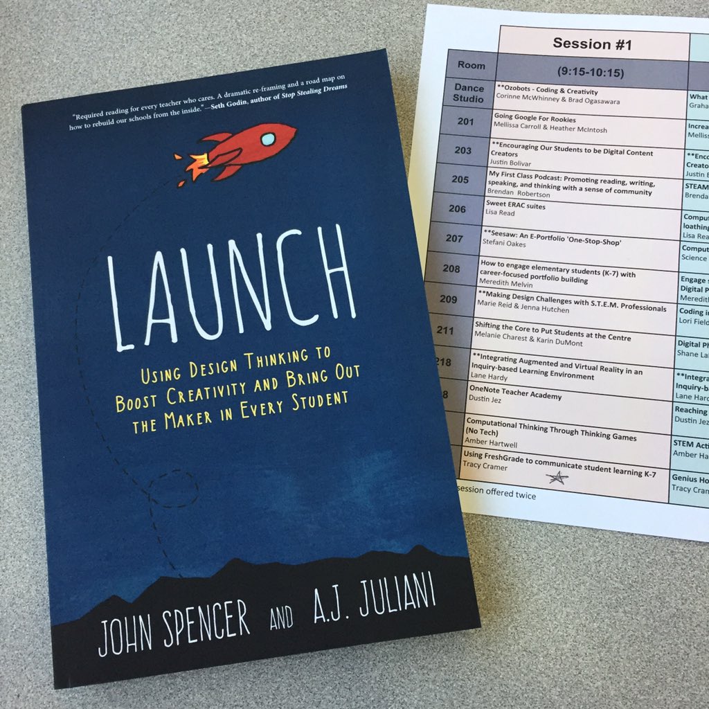 My collection is complete! Thank you #innovateed19 for <a href="/spencerideas/">Dr. John Spencer</a> and <a href="/ajjuliani/">AJ Juliani</a> ‘s Launch! Can’t wait to dive in 🤓