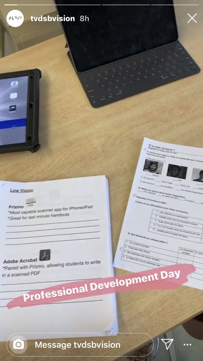 visiontvdsb's tweet photo. Great day of learning for transcribers and vision teacher! Accessible Tech, accessible games and O&amp;M fun! #blind #lowvision @SpecialEd_TVDSB https://t.co/H22kYsbWe4