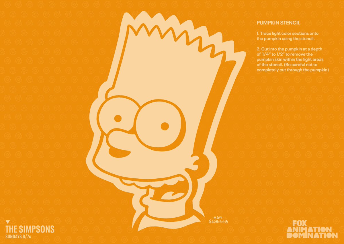 Bart Simpson Printable Pumpkin Stencil.