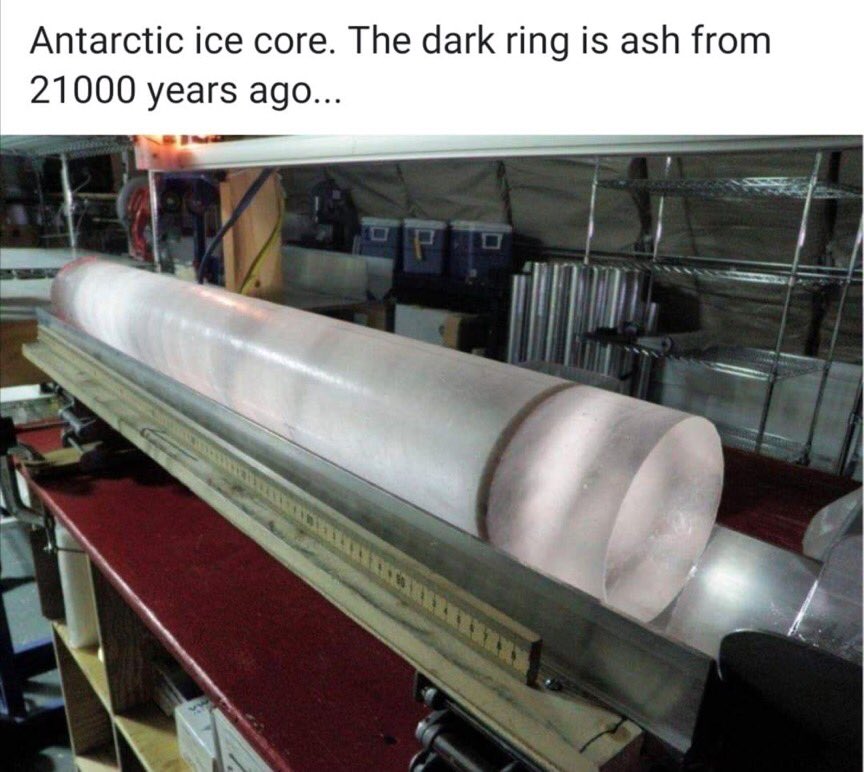 NGSSphenomena's tweet photo. How do they know? Wouldn’t ash mean fire - how can there still be ice below it and above? What different claims might this be evidence for? #ngss #ngsschat https://t.co/iFUCuF80Qd