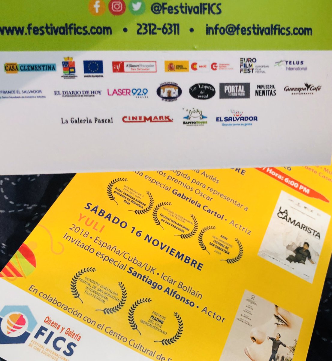 #VivanLosPatrocinadoresFICS
Los esperamos el 15, 16 y 17 de noviembre en la Plaza Central de Suchitoto para las NOCHES DE GALA con la alfombra roja de aserrín más grande del mundo! Palomitas y Sorbete Casero...TODO GRATIS!