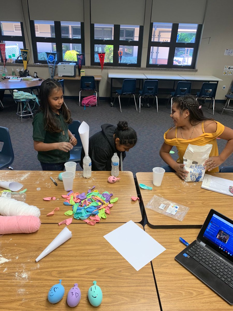 counselormrsv's tweet photo. Things getting a little messy in #mindfulnessclub today! 🤪 Making stress balls to add to our #calmdownkit items! @DelRioVikings #destinationoside @OsideUSD @OsideSup https://t.co/sxTOu6Cab4