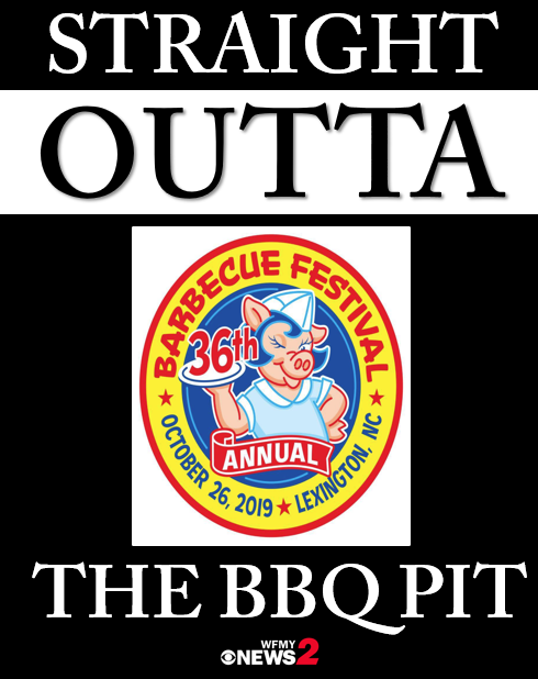 WFMY's tweet photo. Straight Outta the BBQ PIT! Head out to the BBQ Festival today in Uptown Lexington and come see us! #BBQOn2 #BBQFest36 #LexingtonNC #QueUp @barbecuefest  https://t.co/Jyv36uPm2t https://t.co/hkTVCyou8j