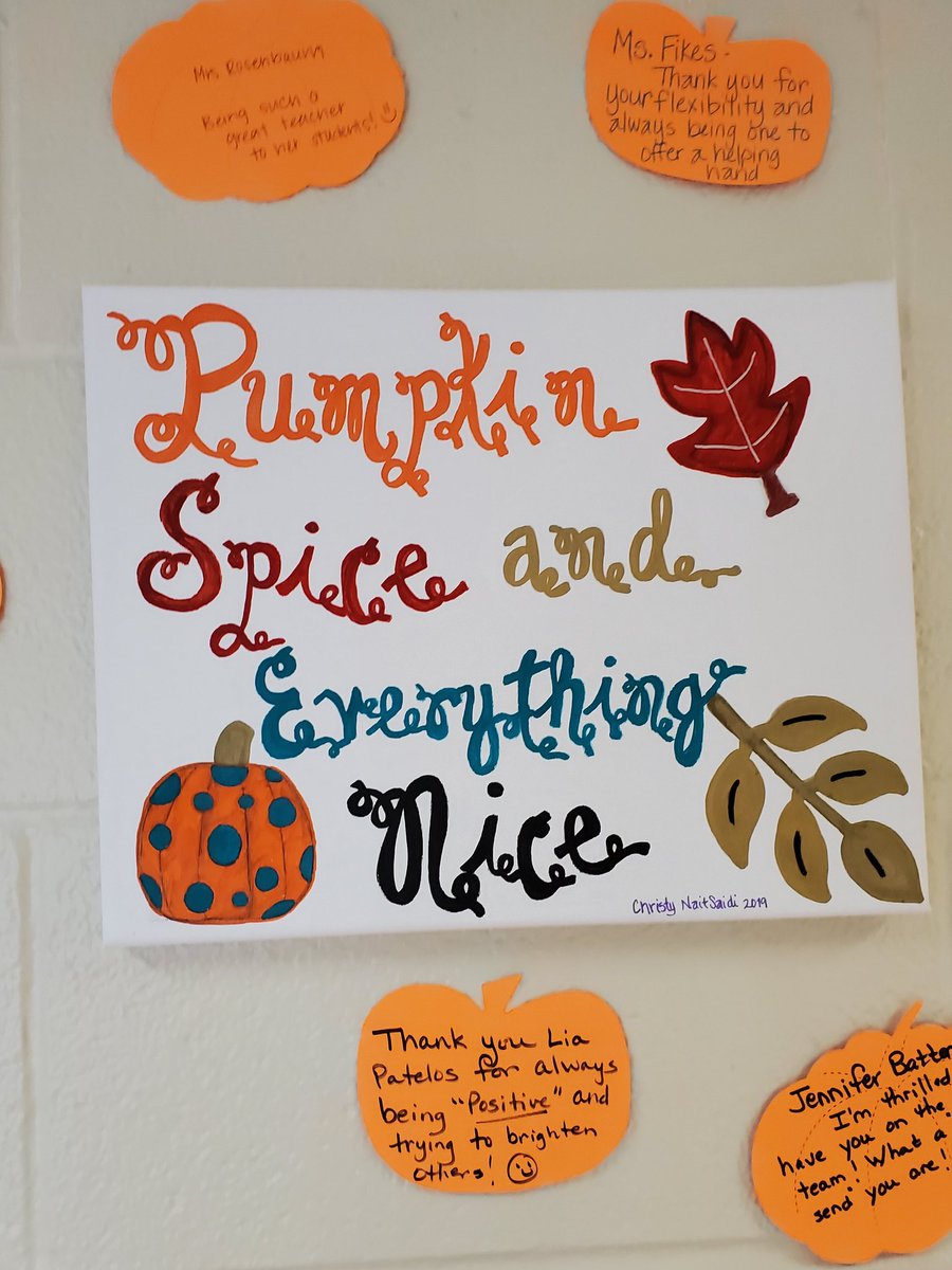 MrsNaitSaidi's tweet photo. October's Mustang Movement is in full swing. Appreciation cards line the hall beside the media center. Thank you to all staff members who've taken time recognize their amazing colleagues! Pumpkin Spice and Everything Nice, that's what Mustangs are made of! #MustangPride #SSStrong https://t.co/3MXV6d7IIf