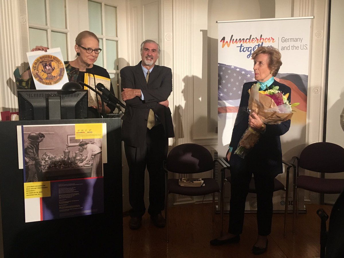 chowald5's tweet photo. Lynn H. Nicholas just have been honored by @smithsonian at the occasion of the 25th anniversary of her groundbreaking book ‚The Rape of Europe‘ at #PREP2019 @GHIWashington - a moving moment for the #provenanceresearch community! https://t.co/2LpedDhPXz