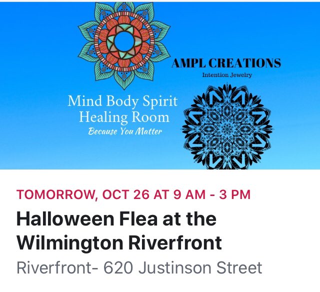 AmplCreations's tweet photo. Ampl Creations &amp; Mind Body Spirit Healing Room will be represented at the Halloween Flea at the Wilmington Riverfront. I will be doing Mini Intuitive Card Readings - $25.00 and selling my Jewelry. Check out my websites: https://t.co/W5BQm1Iwf2 &amp; https://t.co/nWeSYtu4h5 https://t.co/5gEcVmM0hc