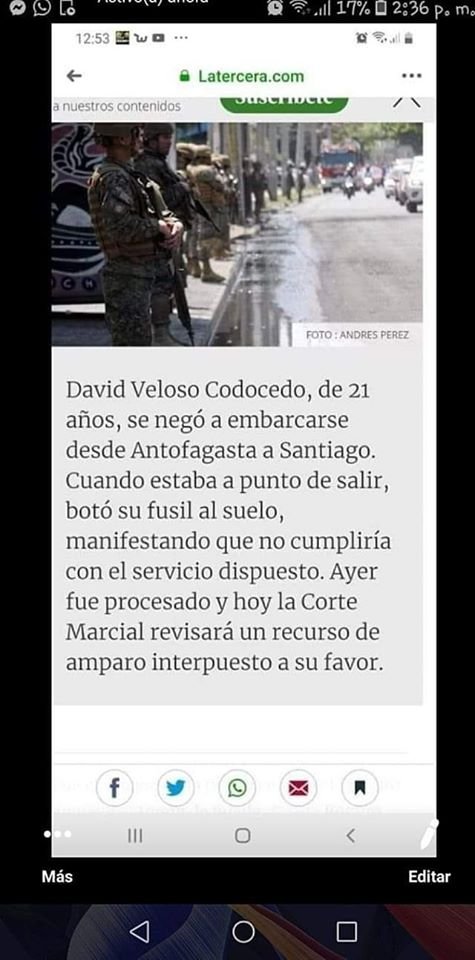 revarmop's tweet photo. El es el soldado que se negó a reprimir a su pueblo...Su nombre es #DavidVeloso,es de #Antofagasta y ahora esta detenido en un regimiento mientras los uniformados que han matado civiles están libres...Difundamos su imagen y exijamos que sea liberado. #ChileDesperto #LiberenADavid https://t.co/PLAQW8KnsF