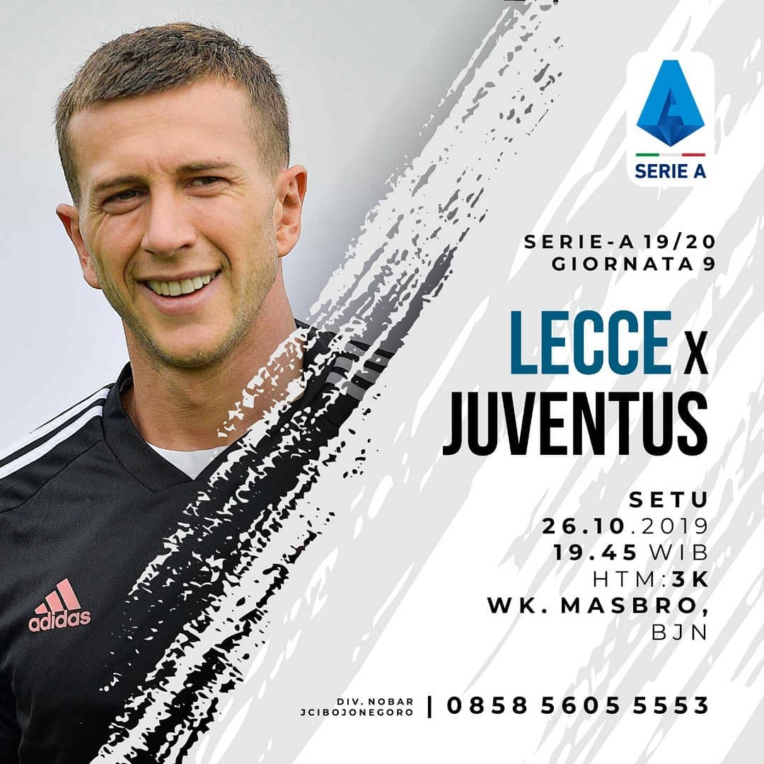 #Nobar
🏆 <a href="/seriea/">Lega Serie A</a> 19/20 Gio 9
⚽ Lecce vs <a href="/juventus/">JuventusMD</a>
📅 Sabtu, 26.10.2019
⏰ 19.45 WIB | 💰 3k
🏠 @alik_warkop_masbro
📞 @dimasbock31