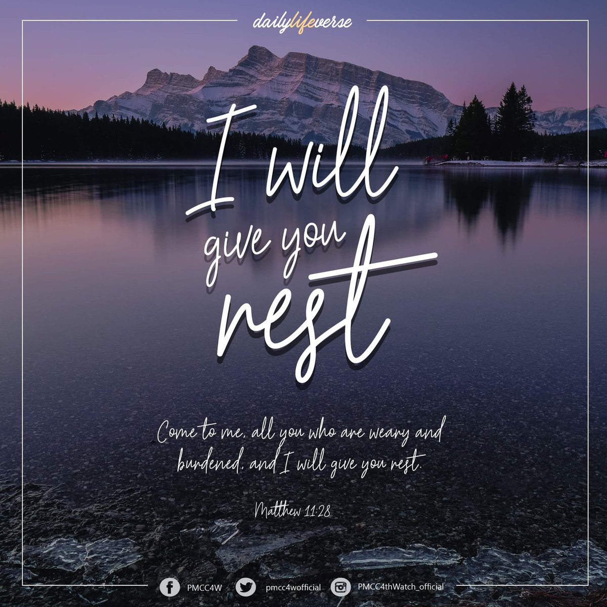 PMCC4WOfficial's tweet photo. October 26, 2019
Verse of the day

Come to me, all you who are weary and burdened, and I will give you rest.
Matthew 11:28 (NIV)

Daily Life Verse:
Your daily dose of God's Word https://t.co/3uaIRAc3IQ