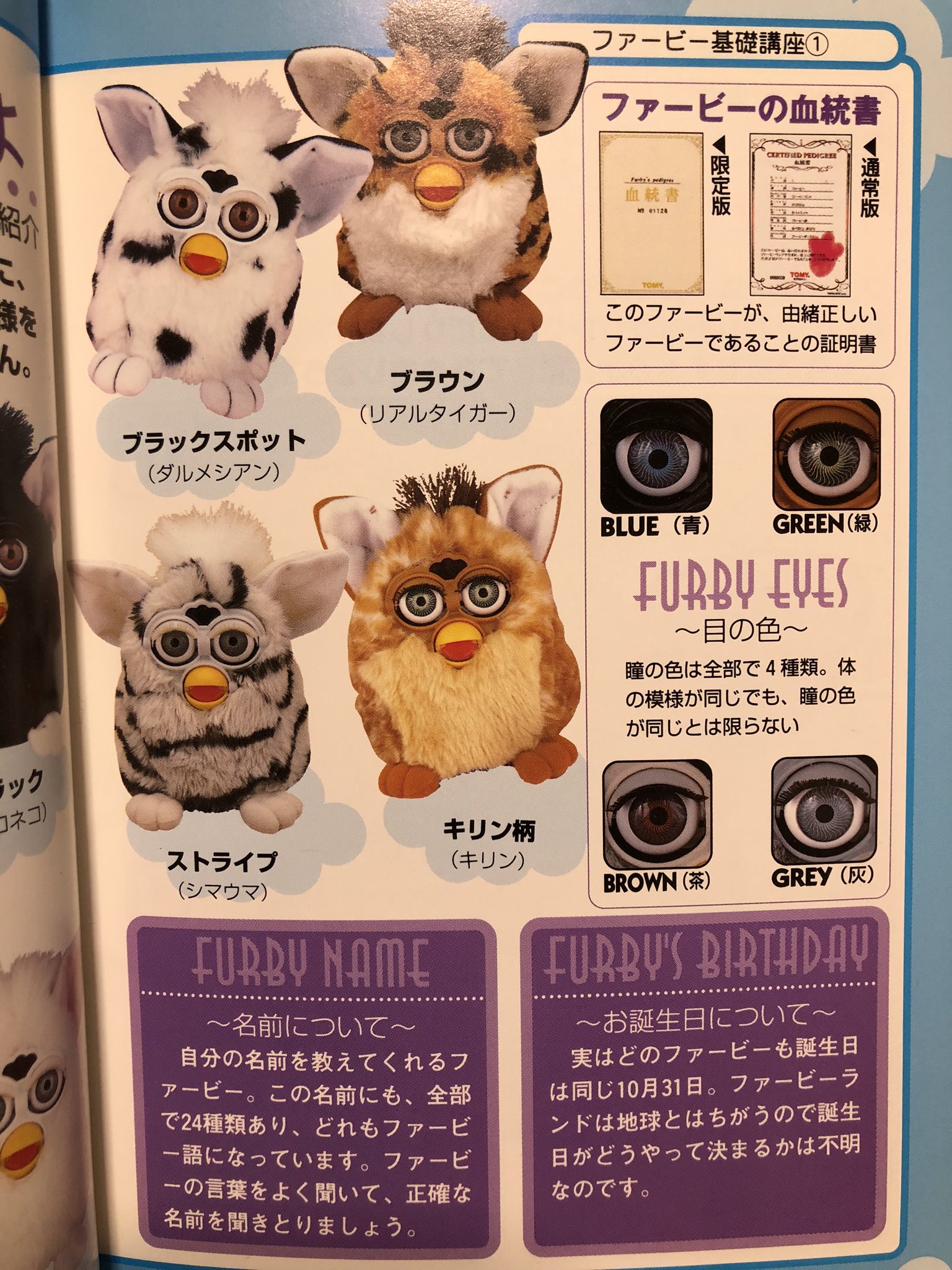 ファービーbot 8 ファービー 豆知識 ファービーの誕生日は10月31日 ソースはtomyオフィシャルガイドブック ファービークラブ ケイブンシャ刊 Furby