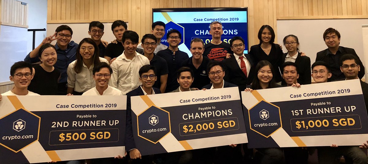 cryptocom's tweet photo. An inspirational evening of presentations (new product ideas) in the final round of our Case Competition. Congrats to our winners, The Cryptonauts &amp; runners up, Repsol and The Syndicate. Huge thanks to our judges who received https://t.co/vCNztABJoG branded Ledgers. https://t.co/EgM54yLGsy