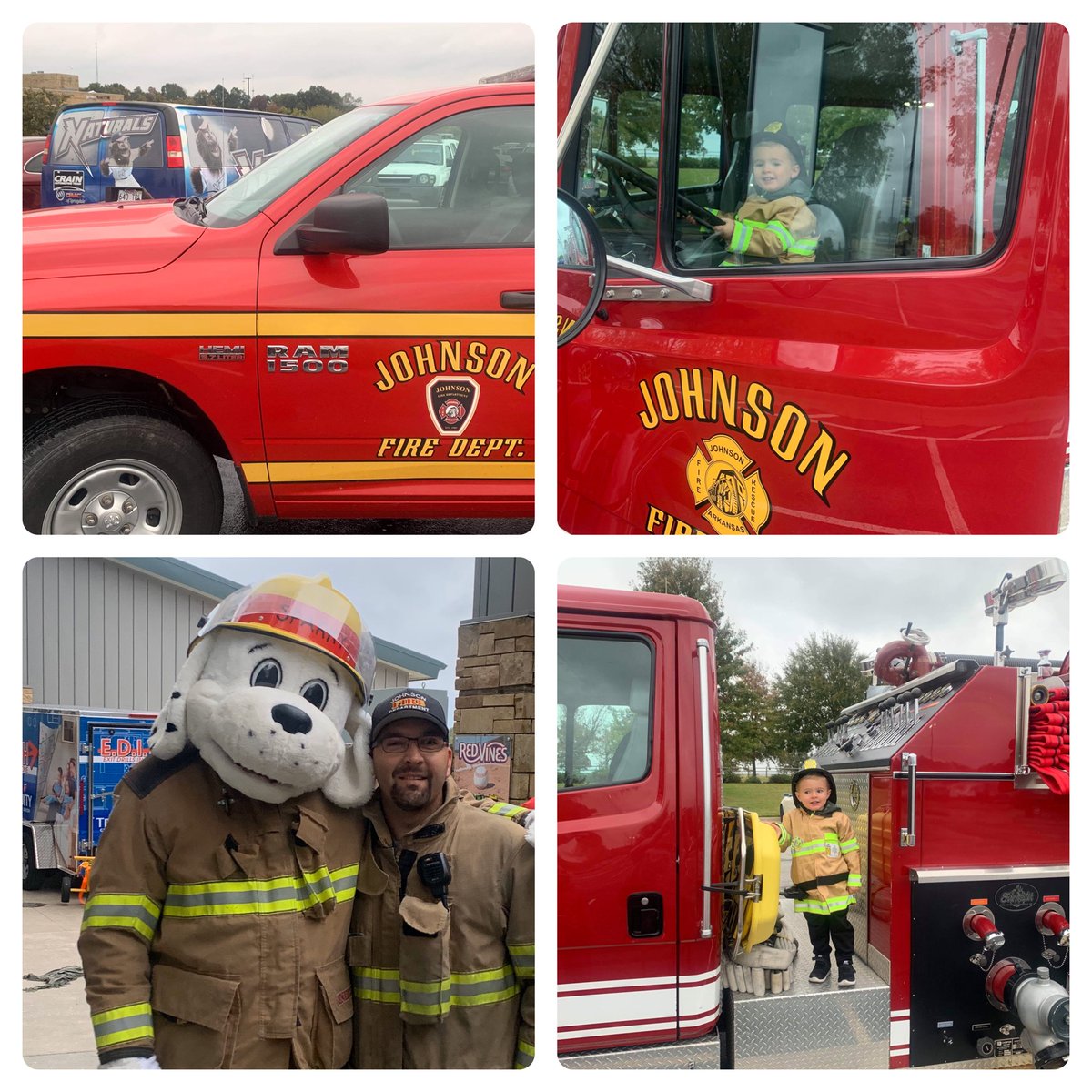 Johnson Fire Department was on scene tonight at the 3rd annual BOOfest at Arvest Ballpark.  We enjoyed all of our visitors including Strike and a future firefighter! #JFD #johnsonfiredept #BOOfest #arvestballpark #Naturals #strike