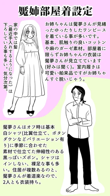 魘姉イフ漫画、おかげさまで細々と続けさせて頂いております…と言う訳で誰得設定をお届けします。魘夢さんのあの衣装はあくまで仕事用じゃないかなと(妄想)…縦縞を描くのがメンドクサかったとか、そ、そんな理由じゃ無いんだからっ! 