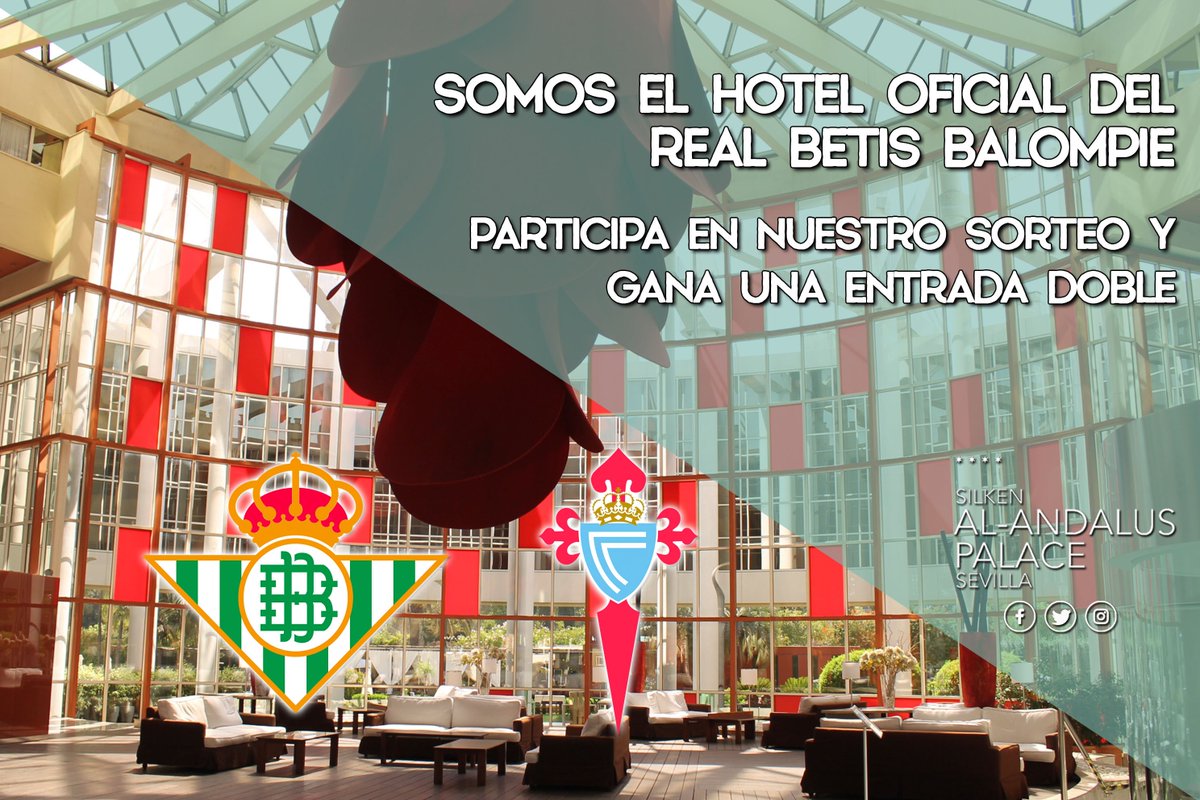 SilkenAlAndalus's tweet photo. Somos el #hotel del #RealBetis y por eso sorteamos entre nuestros seguidores una entrada doble para el próximo partido ⚽️
Síguenos y haz retuit para participar en el #sorteo que haremos el martes a las 12:00 en un directo de instagram #DíaDeBetis #RealBetisCelta #Sevillahoy https://t.co/zvpsIrjmF7