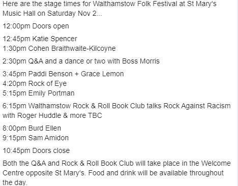 StowFolkFest's tweet photo. There's now just one week until Walthamstow Folk Festival at @stmarysMH in the prettiest bit of East London (just 5mins walk from the end of the Victoria Line.)
See below for stage times, and grab a ticket here: https://t.co/mx7cZR13xp https://t.co/QZRidlxz8F