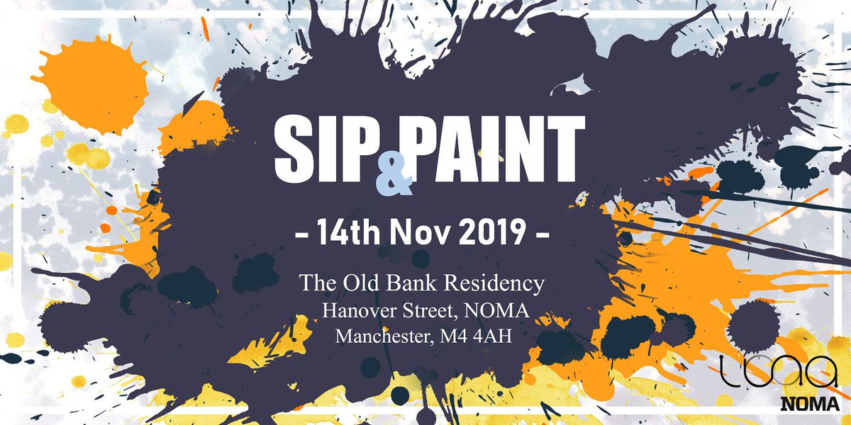 createwithluna's tweet photo. We're back with Sip &amp; Paint! Our professional designers will guide you through a fun and relaxed evening, exploring your creative side at The Old Bank Residency at @NOMA_mcr, 14th Nov. No experience needed, just bring yourself &amp; good vibes, we'll bring the paint &amp; drinks! 🍺👨🏻‍🎨🎨 https://t.co/Dx9Enja0s7