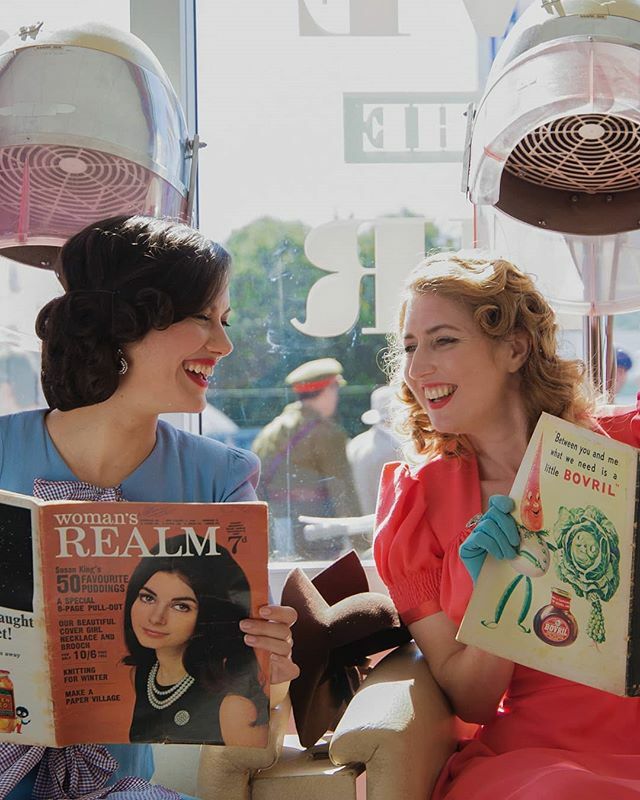 I just loved this cute pic of me and <a href="/tuppencehapenny/">tuppencehapenny</a> gleefully sharing vintage beauty tips under the @bettysrevivalsalon dryers at <a href="/goodwoodrevival/">Goodwood Revival</a>. Photoshoots with friends are so much fun!
.
📸 <a href="/allthingshairuk/">AllThingsHairUKI</a>
.
.
.
.
.
.
.
#vintagetipsandtricks #… ift.tt/31LW8GL