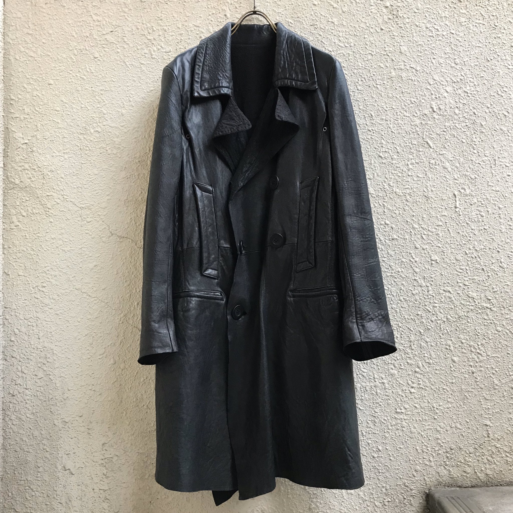 RICK OWENS(リックオウエンス) 思いとどまり レザー・トレンチコート RICK OWENS(リックオウエンス) 思いとどまり レザー・トレンチコート