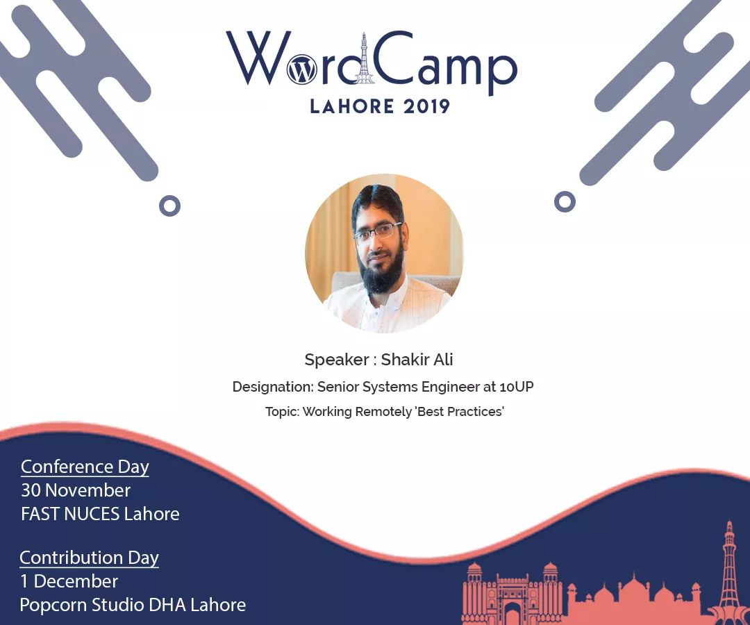 WordCampLHR's tweet photo. Meet our third speaker, Shakir Ali is a Senior Systems Engineer at 10UP, having more than 11 years of experience in systems administration.

Join us and learn new things from Shakir and many renowned speakers and panelists on 30th November 2019
#WCLHR #WordPress https://t.co/lV2Ywjaz7T