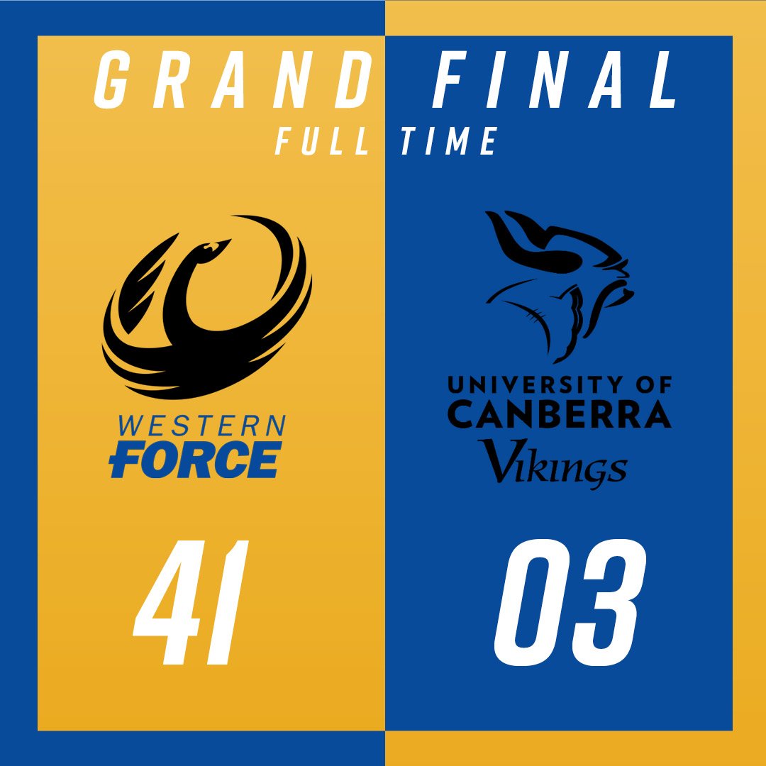westernforce's tweet photo. 🏆 FULL TIME | We've done it! Western Force are your National Rugby Championship winners!

Tries: Tessmann (2), Lee-Warner, Jooste, Thrush, Placid

41-03 #FORvCAN

 #Tries4Telethon #BeTheForce #NRC19 https://t.co/F0z0GdIH9A