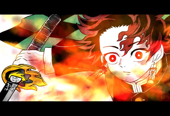 荒木さんがTwitterに投稿した竈門炭治郎(鬼滅の刃)のイラスト。