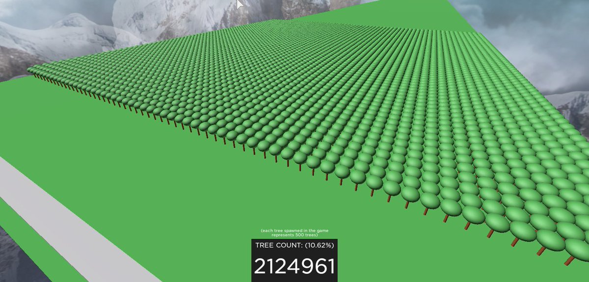 Rawblocky On Twitter Made A Live Counter For How Much Was Donated In The Teamtrees Event In A Roblox Game Which Is Epic It Also Spawns A Bunch Of Trees And Each - roblox copyrighted artists script