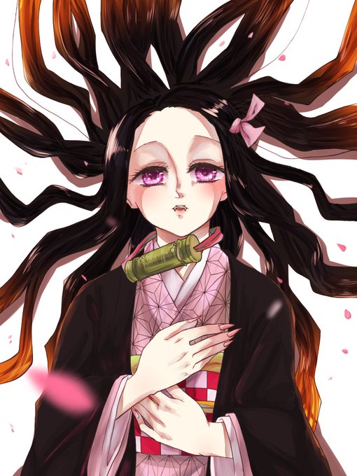 レンカさんがTwitterに投稿した竈門禰豆子(鬼滅の刃)のイラスト。