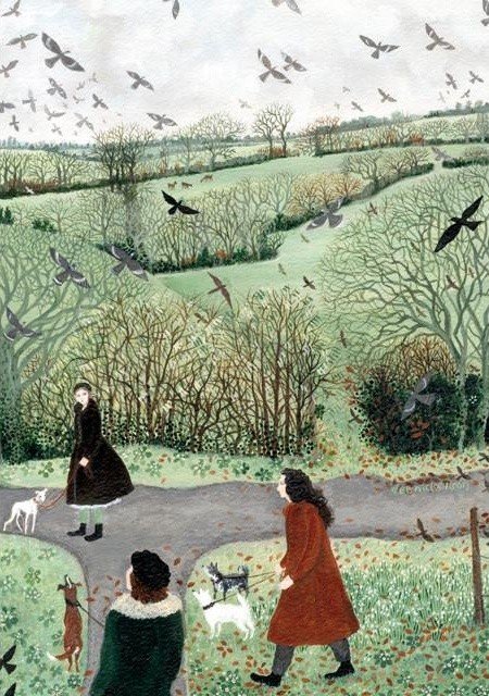 'Birds of a feather' by contemporary UK artist Dee Nickerson who explores themes of living in the countryside #womensart