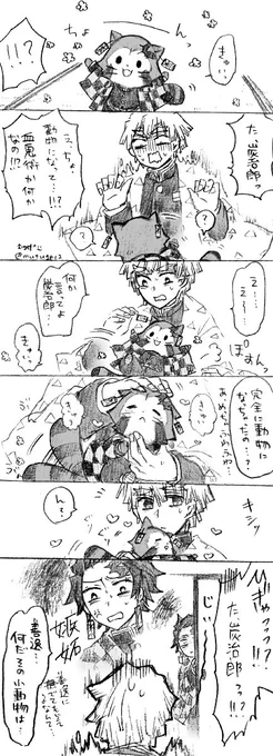 炭善っぽくもある。炭→善?
らすかるとの例のコラボ滅茶苦茶可愛くないですか?
小動物と善なんて組み合わせ最高に可愛いでしょ…
「血鬼術か何かで炭が小動物になった…どうしよ…あ、めっちゃふわふわしてる」
「撫でるなら俺を撫でてくれ!!」
「ヒィッ!!?炭が2人!?」
「俺が!本物だ!!」 