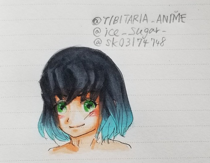 マメさんがTwitterに投稿した嘴平伊之助(鬼滅の刃)のイラスト。
