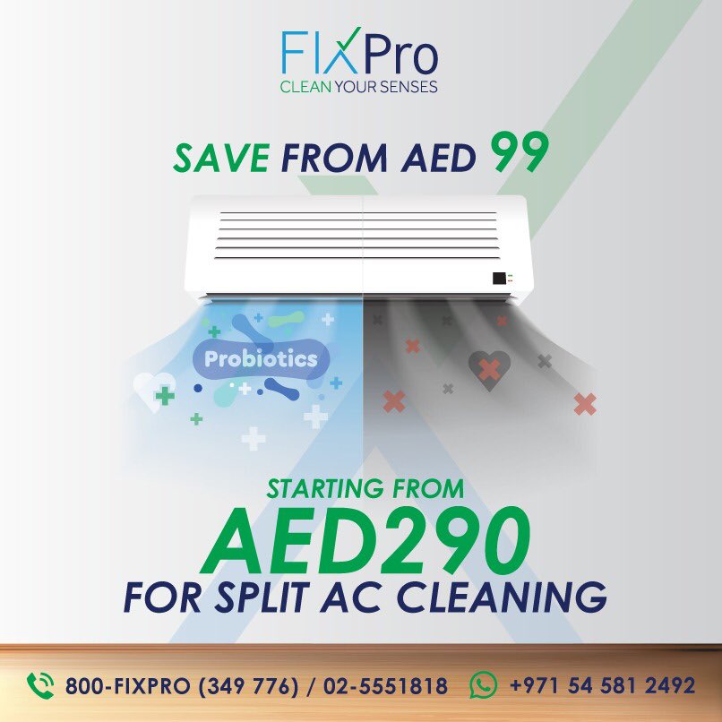 FixPro_UAE's tweet photo. Have you booked your Split AC Cleaning yet??!
عرض خاص لتنظيف مكيفات سبلت

1--5 Split AC Units ➡️AED290
6--10Split AC Units ➡️AED280
11--16Split AC Units ➡️AED270
16+Split AC Units. ➡️AED260

What are you waiting for?? Call us now on 02-5551818 or 800-FixPro (349776) https://t.co/kgLT1gsBMl