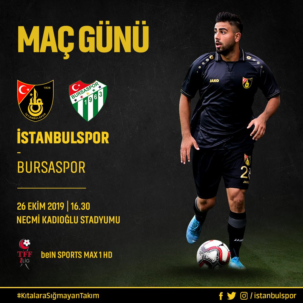 ⚽ Maç Günü! 🏆 TFF 1. Lig 9. Hafta 🆚 Bursaspor 🗓 26 Ekim Cumartesi 🕗 16.30 📍 Esenyurt Necmi Kadıoğlu Stadı 📺 beIN SPORTS MAX 1 HD